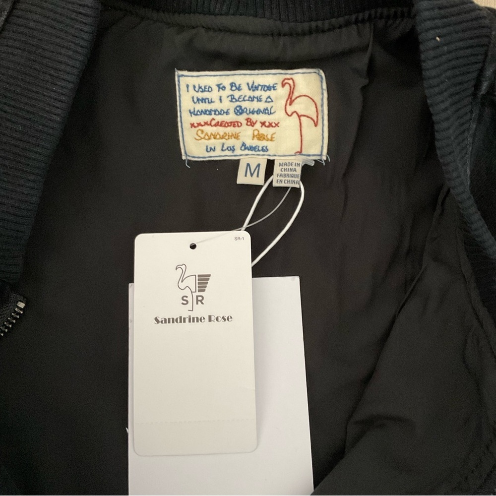 Sandrine Rose FREE PEOPLE Zip Bomber Black Denim Jacket Women’s Size Medium New - Picture 6 of 7